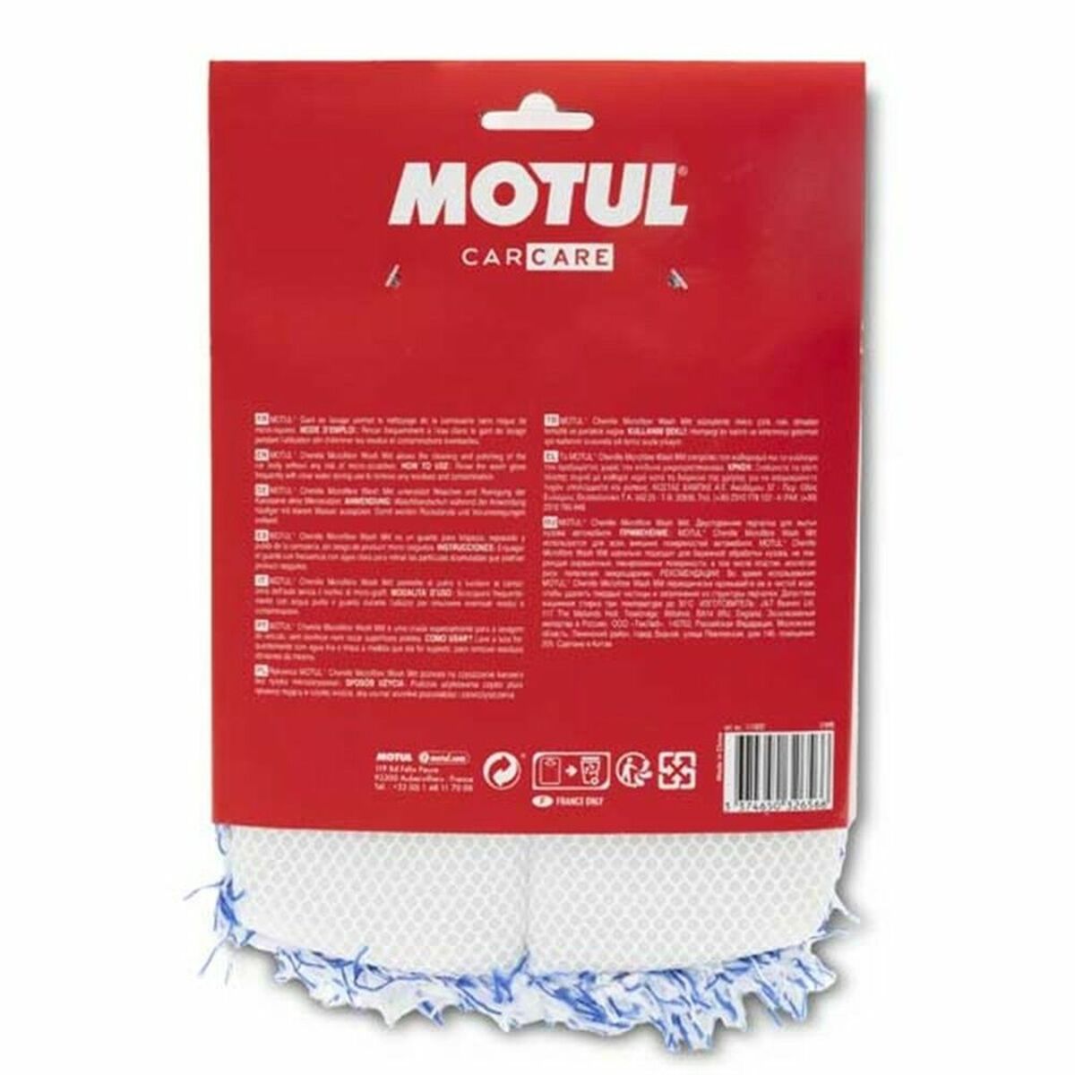Čisticí látka z mikrofibru Motul MTL111022 Modrá / bílá bavlněná omyvatelná rukavice nepoškrábají ani nepoškozují povrchy