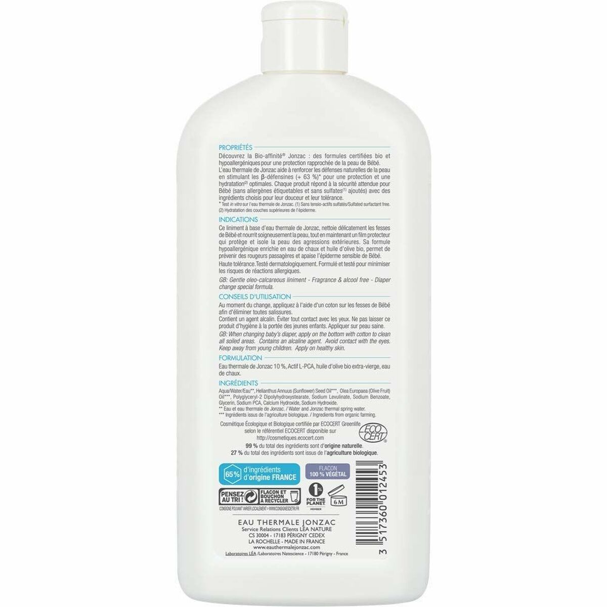 Intenzivna hidratantna krema Bebe Bio Eau Thermale Jonzac (500 ml)
