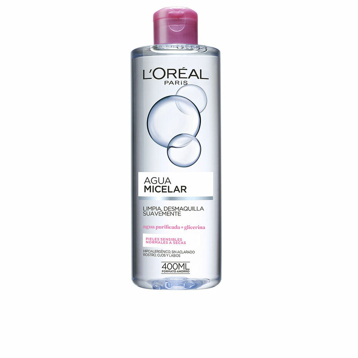Maquiller le dissolvant l'eau micellaire L'Oréal Maquilleur Agua Micelar Suave Sentitive Skin 400 ml