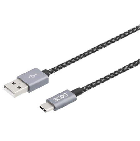 3SIXT USB-A till USB-C Svart laddningskabel-30 cm