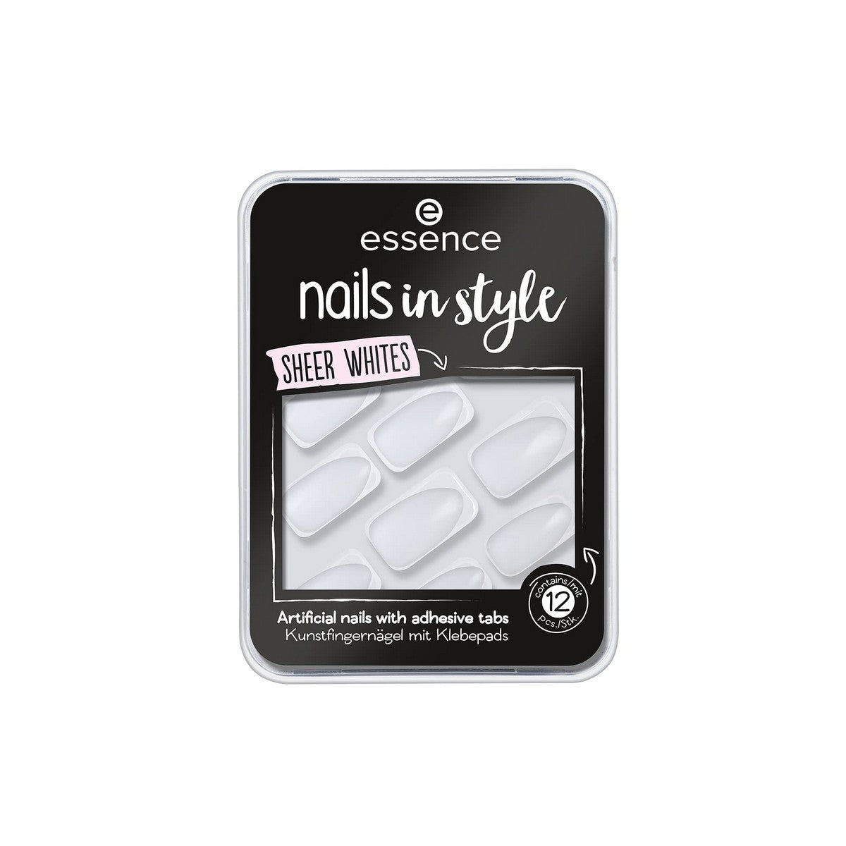 False Nails Essence Nails in stile 11-Sheer Whites 12 unità