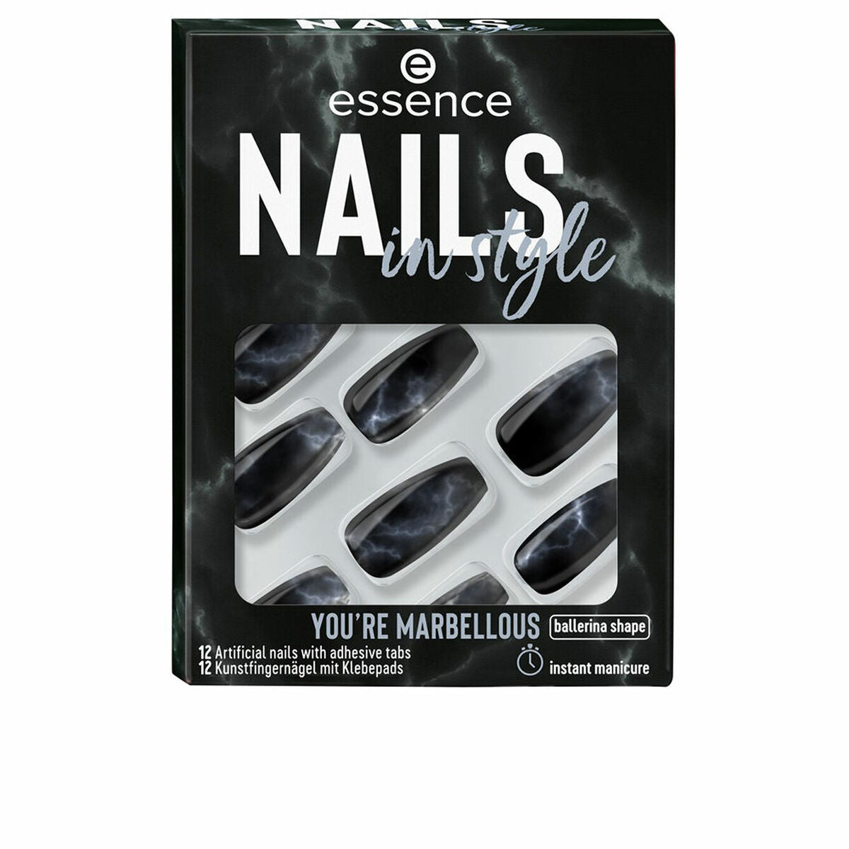 False Nails Essence Nails In stil autoadezivi reutilizabili nr. 17 ești marbel (12 unități)