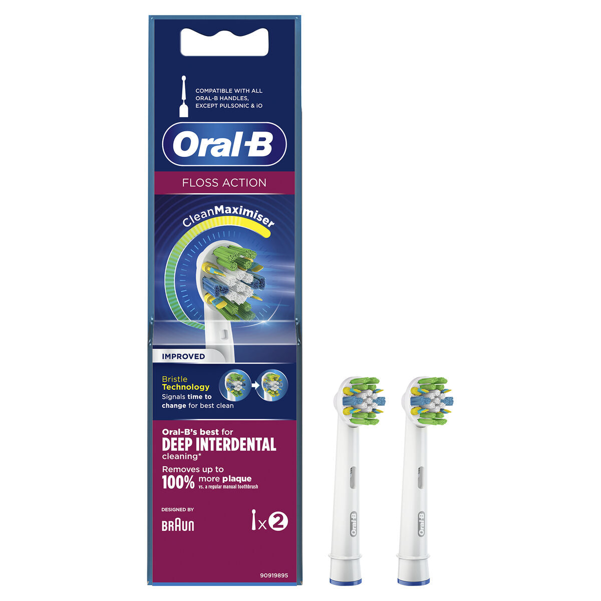 Erstatningshode oral-b floss action hvite 2 enheter