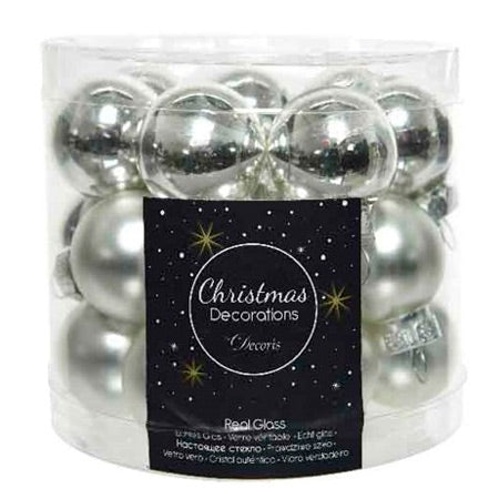 Decoris Season Silber Mini Weihnachten Baubles Set - 24 Stcs