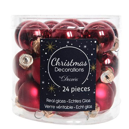 Sisustuskausi Bordeaux Mini Christmas Baubles -sarja - 24 kpl