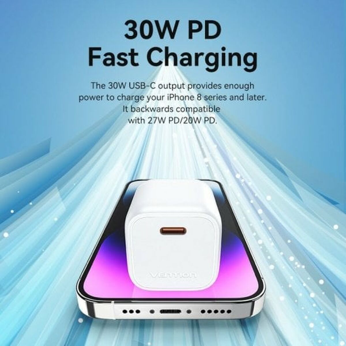 Wall Charger Vention Fakw0-ue 30 W USB-C White