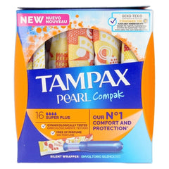 Super Plus Tampon Pearl Compak Tampax Tampax Pearl Compak 16 unités