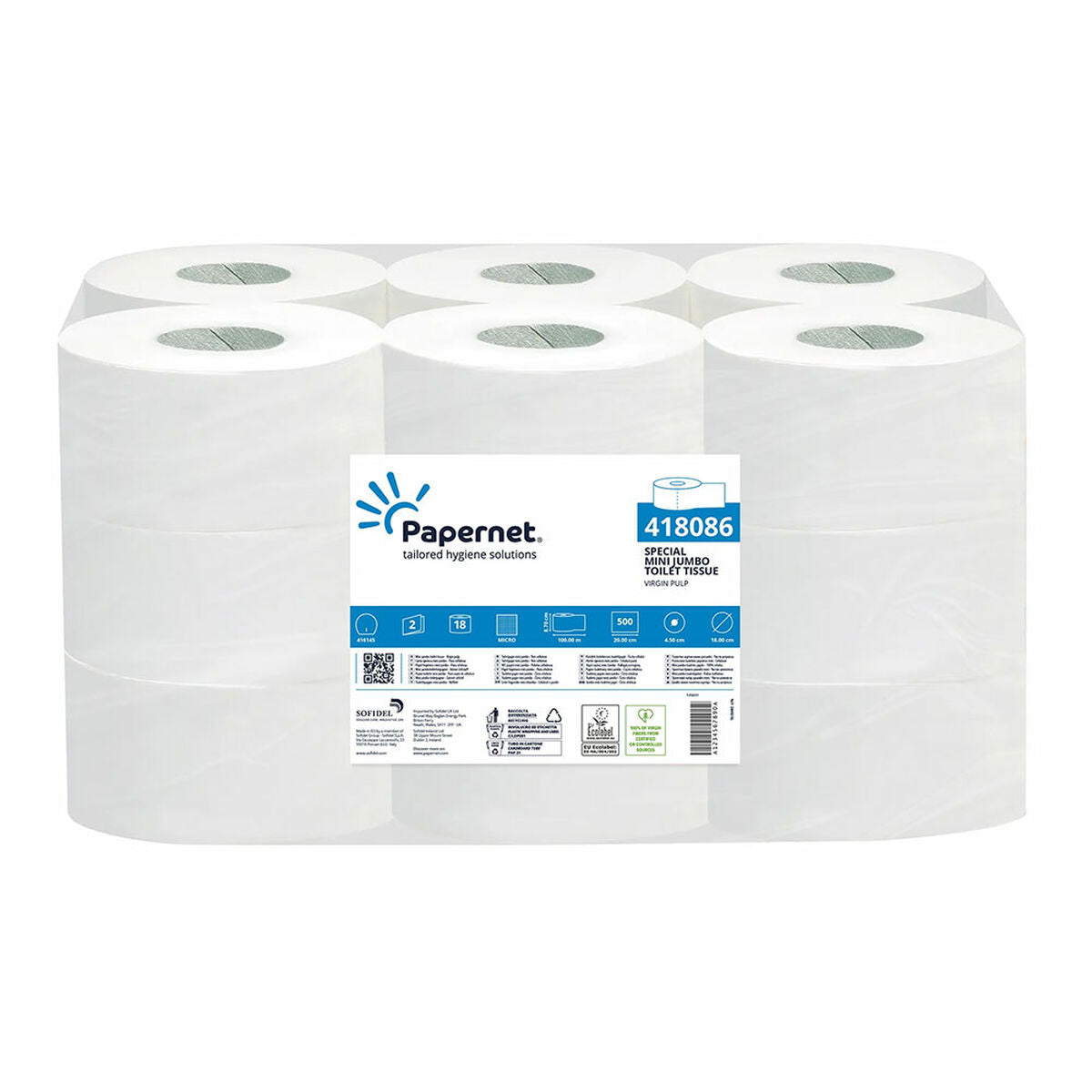 Toalet Roll Papernet Mini Jumbo 418086 (18 jednotek) Dvojitá vrstva