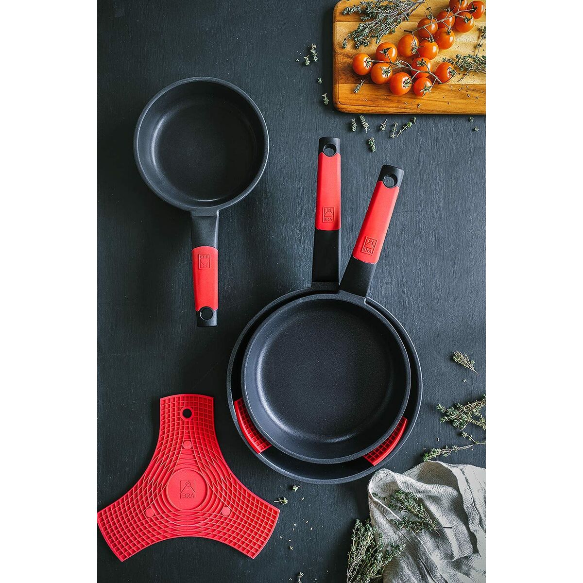 Non-stick frying pan BRA A411220 Red Stainless steel Aluminium