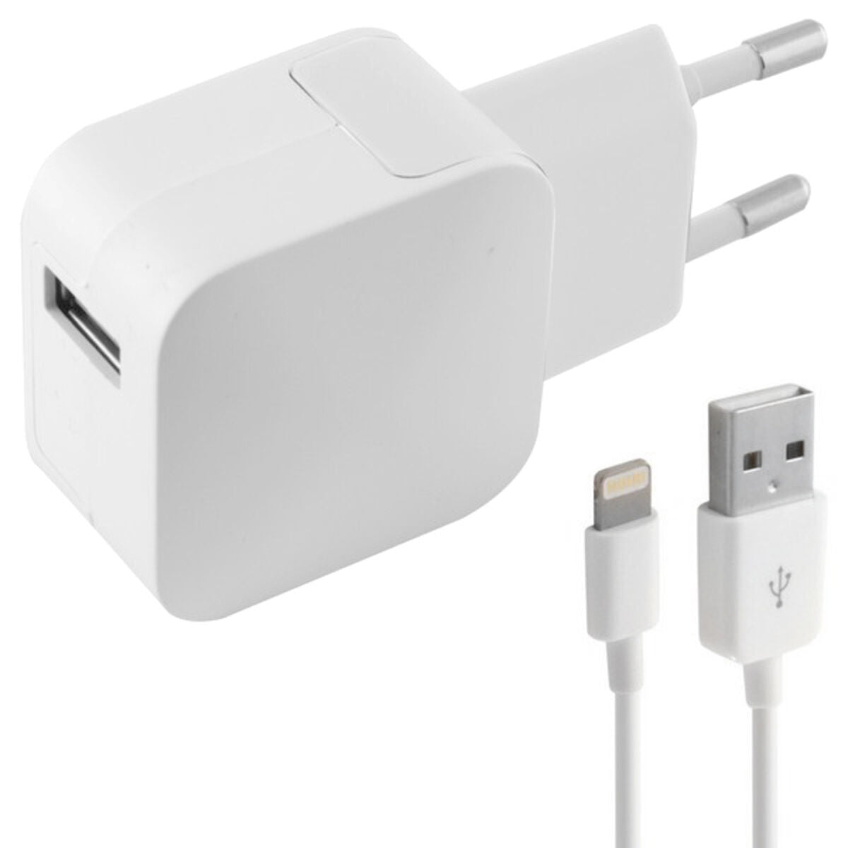 Carregador de parede + Cabo Lightning Certificado MFI KSIX Compatível com Apple 2.4A USB iPhone