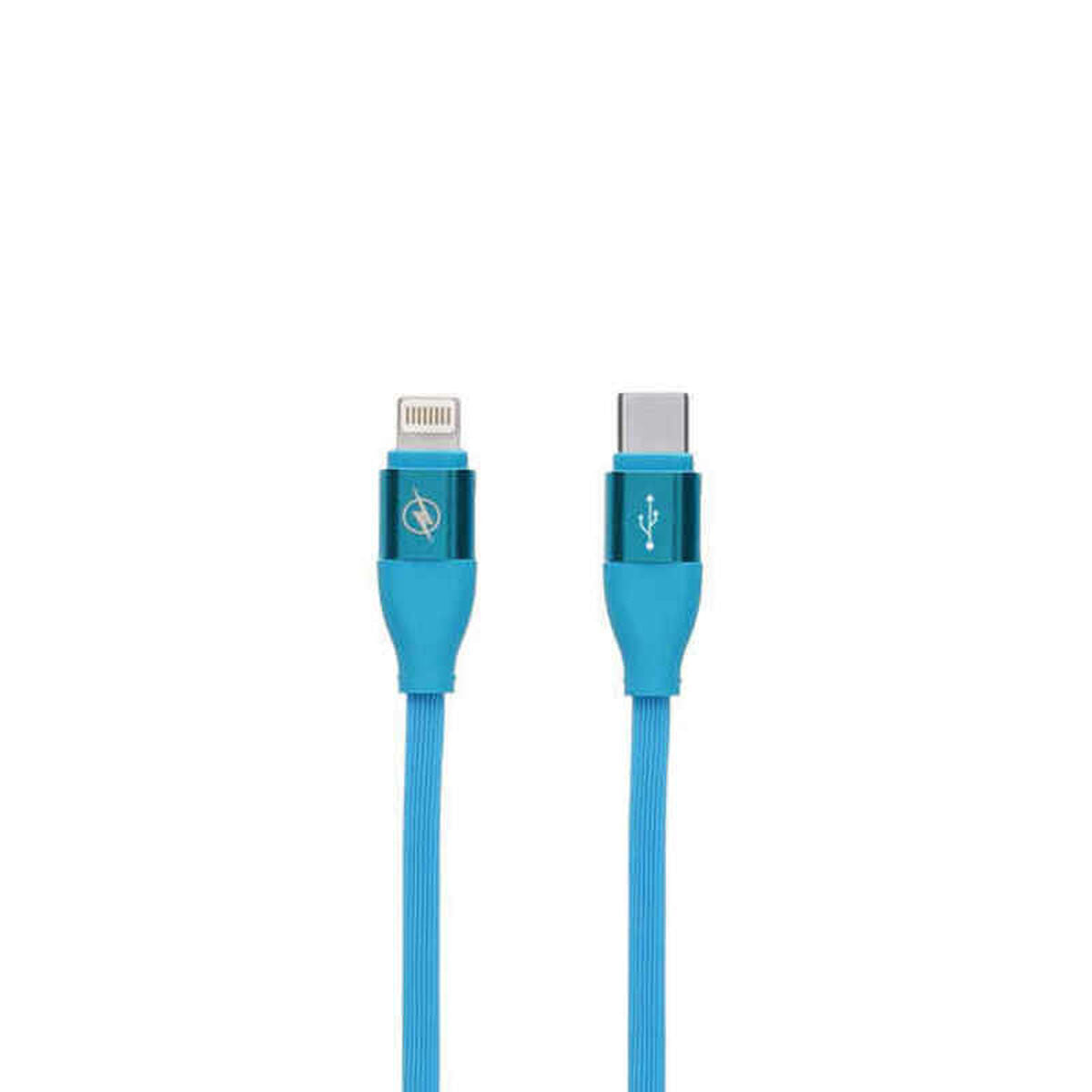 Cabo de dados / carregador com iluminação de contato USB tipo C azul (1,5 m)