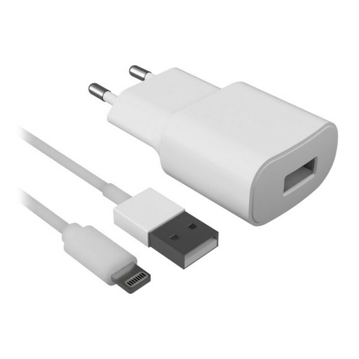 Zidni punjač + MFI certificirani munjevitni kabel kontakt Apple-kompatibilan 2.1a bijela