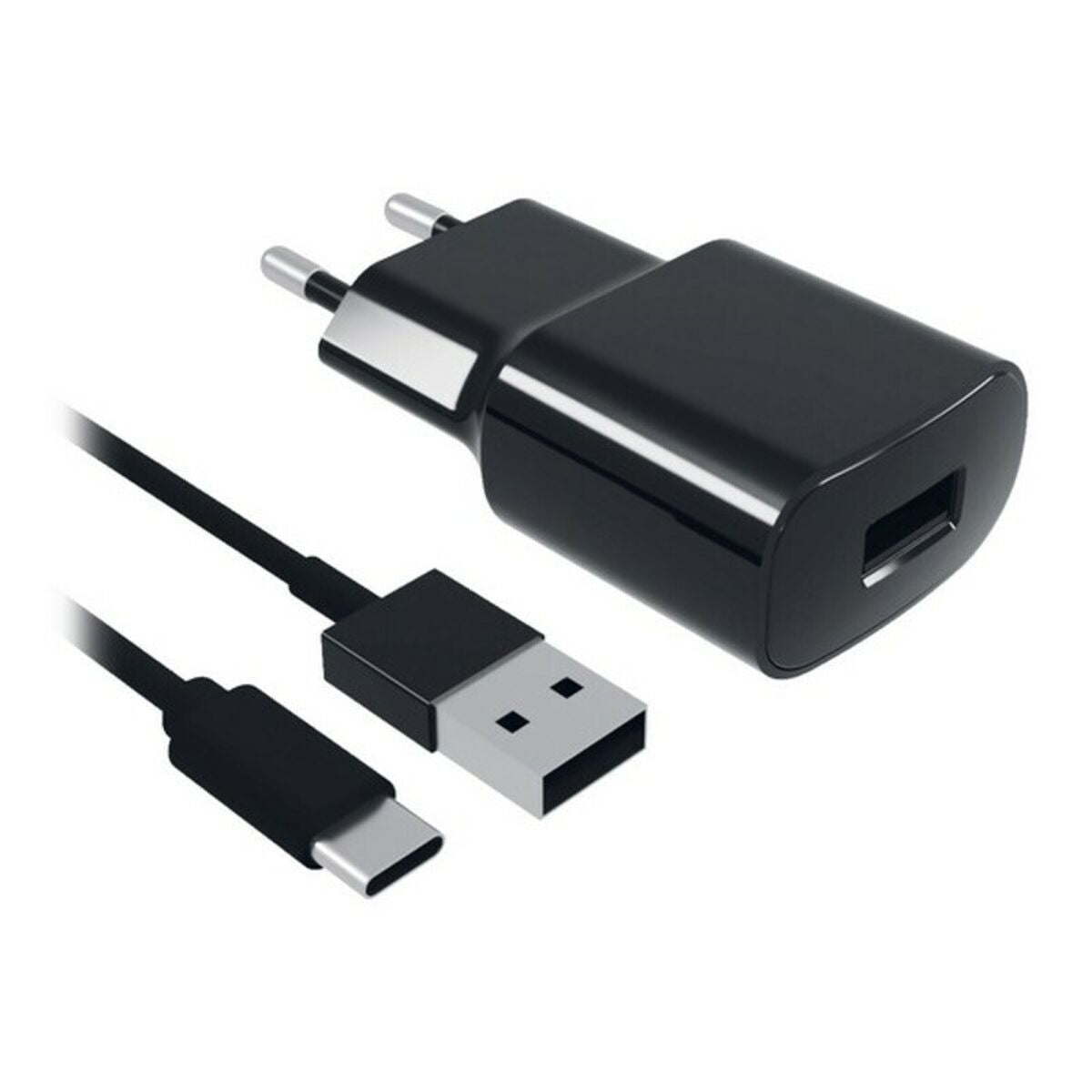 Încărcător de perete + USB C CABLE Contact 8427542980744 2A Black