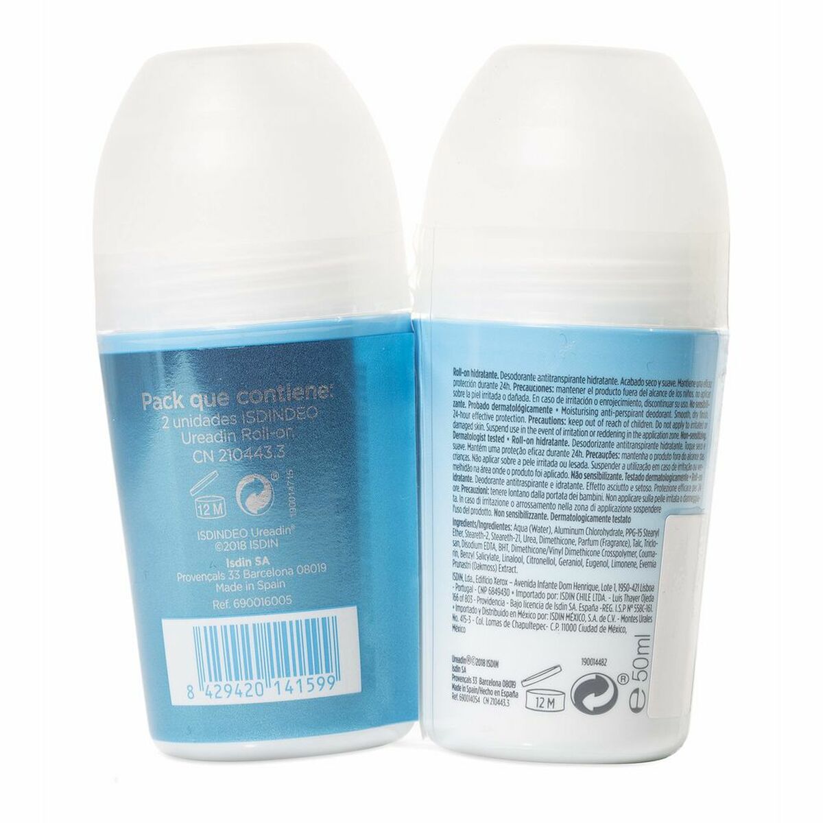 Roll-on deodorant isdin ureadin fuktighetsgivende 2 x 50 ml