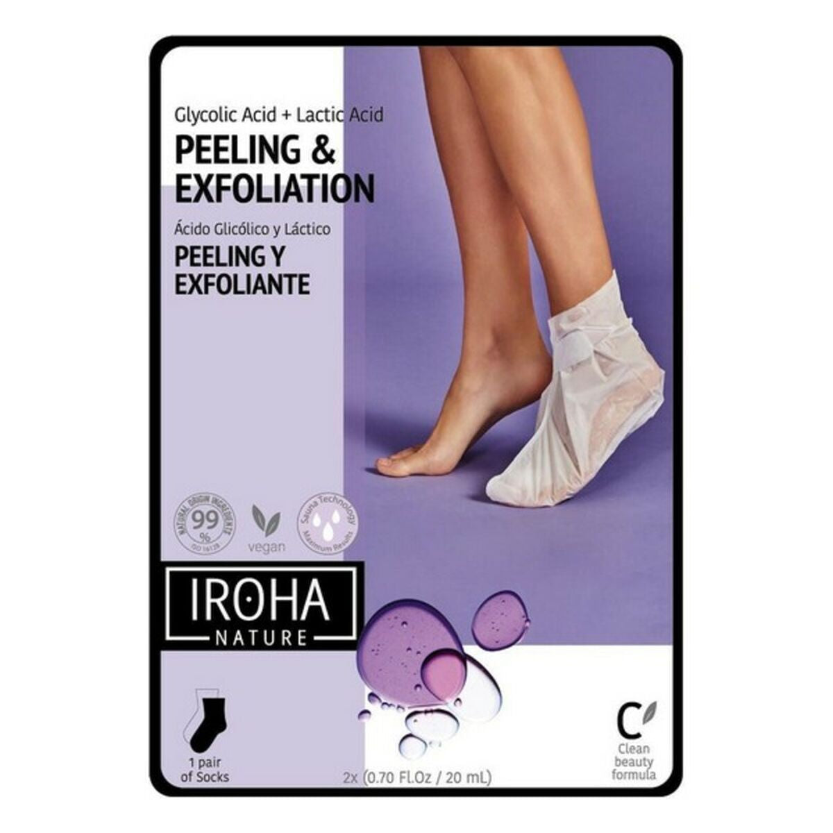 Ενυδατικές κάλτσες ξεφλούδισμα και απολέπιση λεβάντας Iroha στο/Foot-3 (1 μονάδα)