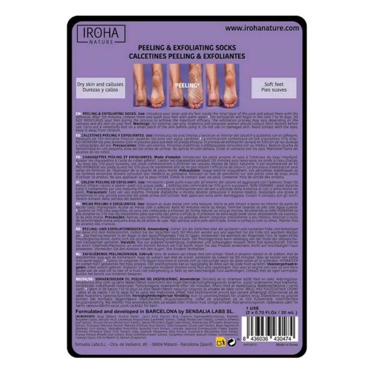 Skarpetki nawilżające Peeling i Exfoliation Lavender Iroha IN/Foot-3 (1 jednostka)