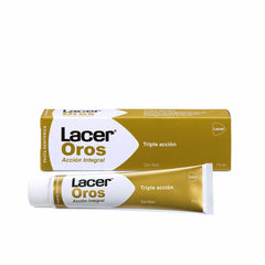 Ação tripla de creme dental Lacer Oro (75 ml)