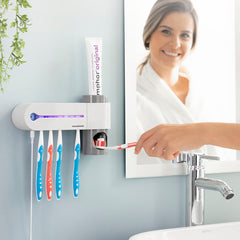 Sterilizzatore di spazzolino da denti UV con distributore di stand e dentifricio Smiluv Innovagoods
