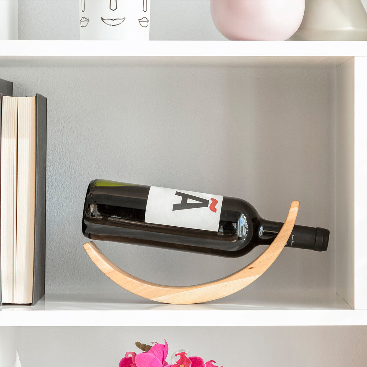 Plovoucí dřevěný držák na láhve na víno vlněná inovagooda