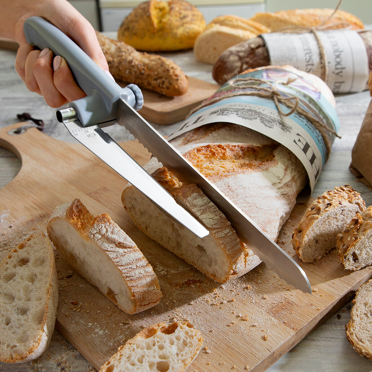 Faca de pão com guia de corte ajustável Kutway InnovAgoods