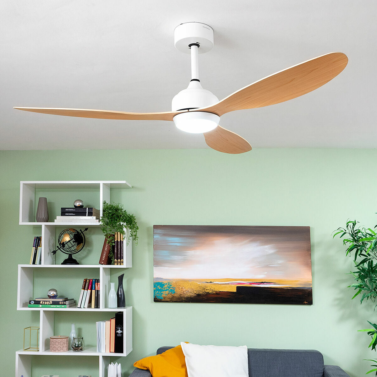 Ventilator de tavan cu LED cu 3 lame de absorbere Wuled inovagoods Wood 36 W 52 "Ø132 cm