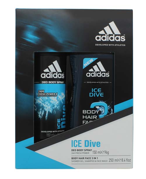 Boîte-cadeau Adidas Ice Dive - 150 ml de déodorant Spray Og 250 ml Gel de douche