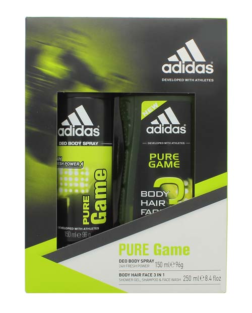 Box regalo di gioco adidas puro - 150 ml di spray deodorante e gel doccia da 50 ml