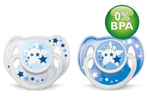 Philips Avent Pacifier Blue/White 6-18 mjeseci-Noć 2pak