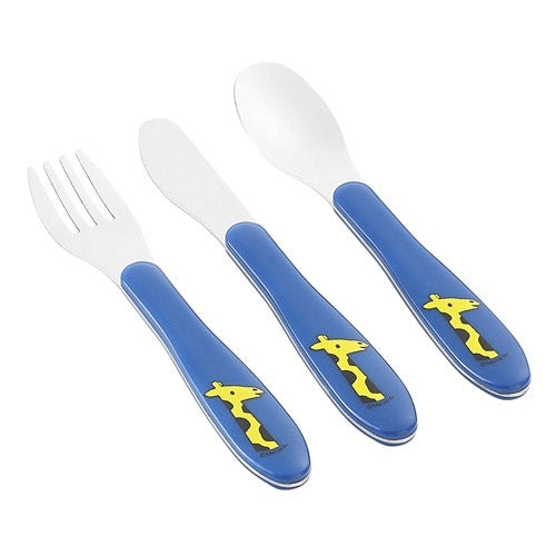 Rosti Mepal 3 Pareeas Blue Children's Cutlery - Design żyrafy