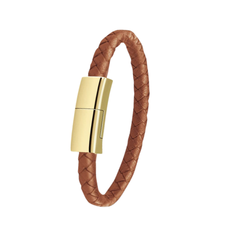 Lederarmband mit iPhone -Ladegerät - Brun