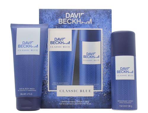 David Beckham Classic Blue Giftset - 150 ml deo et 200 ml de cheveux / body lavage