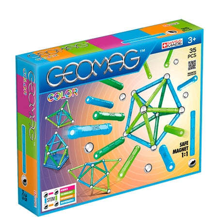 Kit de construção geomag cor azul e verde - 35 peças