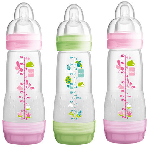 MAM 260 ml 0+ months – Anti Cholic Feeding bottles – 3 pack – Pink