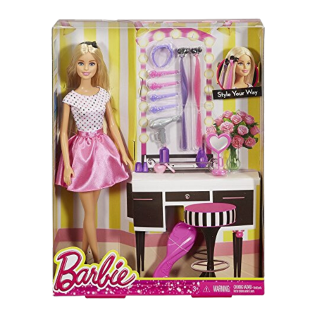 Mattel Barbiedukke avec accessoires de cheveux