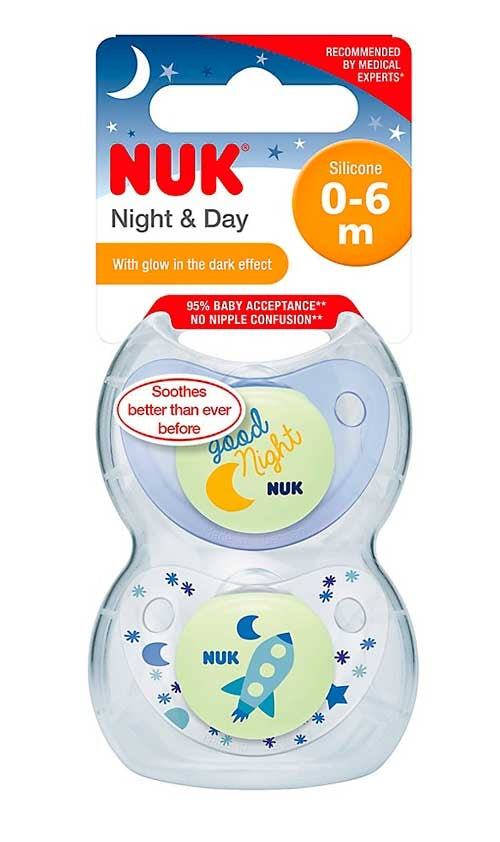 Nuk Night & Day Pacifier 0-6 μήνες - μπλε