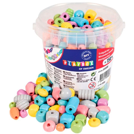 Perles en bois pastel Playbox - 150 PCS