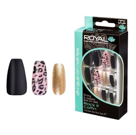 Royal Artificial Nails Rock It Coffin - 24 PCS.