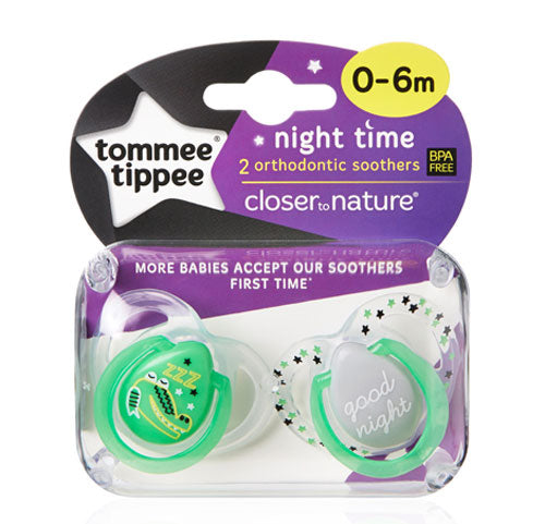 Tommee Tippee Closer to Nature pacifier 0-6 months Night time - Green